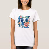 'M' decoratief bloemmonogram T-shirt (Voorkant)