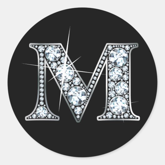 "M" Diamond Bling Sticker (Voorkant)