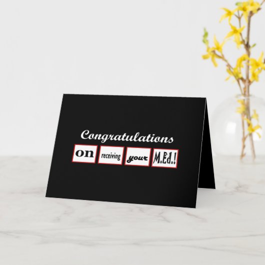 M.Ed. Graad - AANGEPASTE NAAM - Gefeliciteerd Kaart (Gele Bloem)