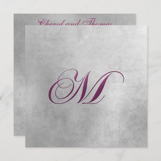 M Elegante Monogram Uitnodiging (Voorkant / Achterkant)