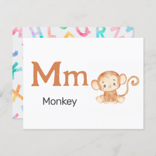 M est pour Singe - Carte Flash Alphabet