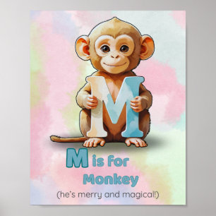 M est pour Singe - Poster de l'alphabet animal mig