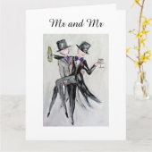 "M. et M." carte de mariage gaie (Fleur jaune)