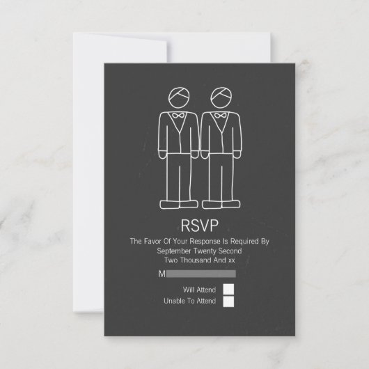 M. et M. Doodle Chalkboard Gay Wedding RSVP (Devant)