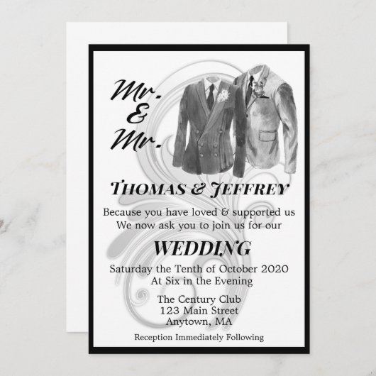 M. et M. Faire-part de mariage (Devant / Derrière)