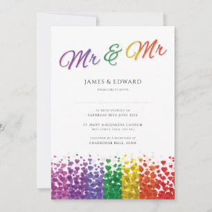 M. et M. Gay Faire-part de mariage Pride Rainbow