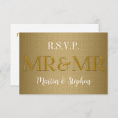 M. et M. Gay Wedding RSVP en or (Devant / Derrière)