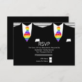 M. et M. Suit et Rainbow Cravate Mariage gay RSVP (Devant / Derrière)