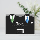 M. et M. Suit Green Blue Cravates Gay Wedding RSVP (Debout devant)
