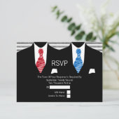 M. et M. Suit Red Blue Cravates Gay Wedding RSVP (Debout devant)