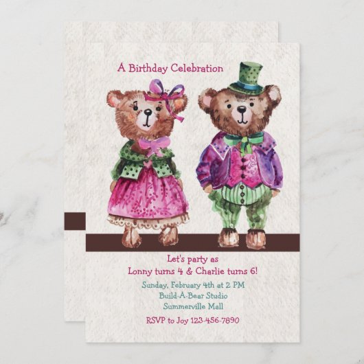 M. et Mme Bear Invitation (Devant / Derrière)