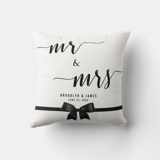 M. et Mme Black and White Mariage Coussins Bow (Verso)