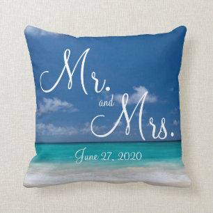 M. et Mme Blue Beach Coussins de mariage