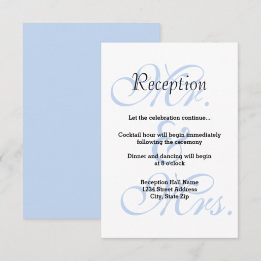 M. et Mme Blue - Invitation à la réception (Devant / Derrière)