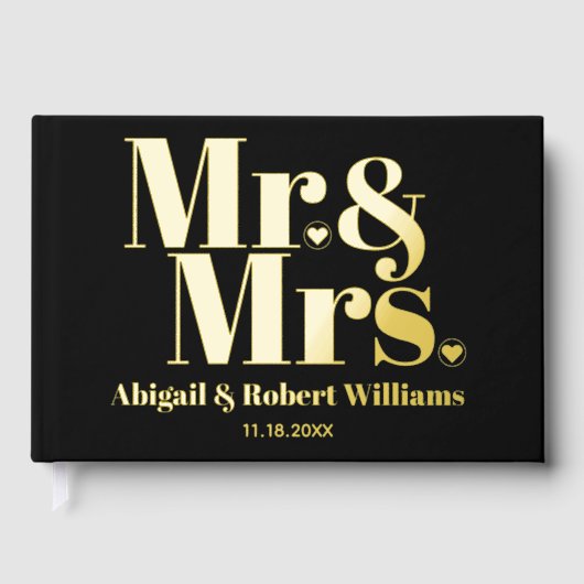 M. et Mme bold typographie mariage photo noir (Recto)