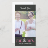 M. ET MME. Cartes de Merci mariage - Gris (Devant / Derrière)