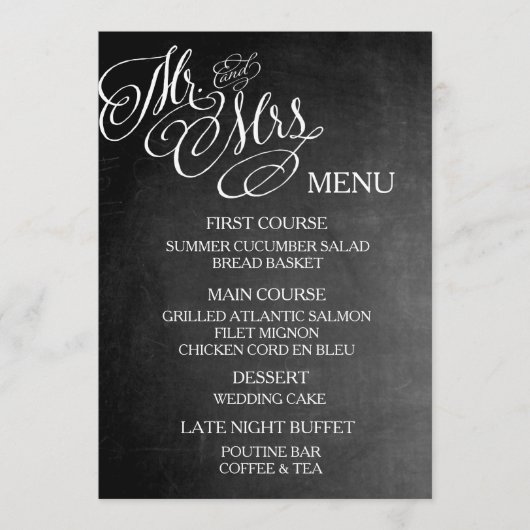 M. et Mme classiques Wedding Menu Chalkboard (Devant)