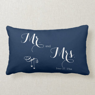 M. et Mme Customisée Mariage bleu Coussins