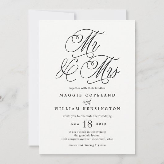 M. et Mme Elegant Wedding Invitation (Devant)