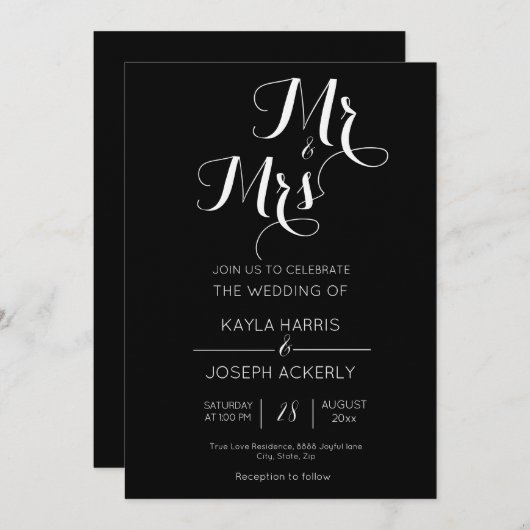 M. et Mme faire-part de mariage card (Devant / Derrière)