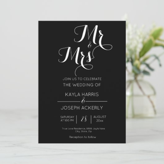 M. et Mme faire-part de mariage card (Debout devant)