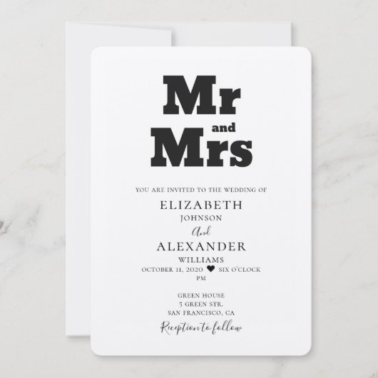 M. et Mme faire-part de mariage. Invitation Kraft (Devant)