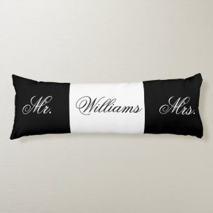 M. et Mme faits sur commande coussin noir et blanc