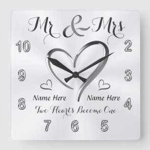 M. et Mme Fiançailles Cadeaux, horloge de mariage 