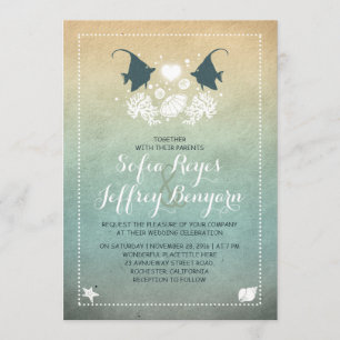 M. et Mme Fish Beach Invitation au mariage