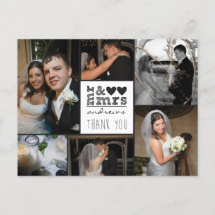 M. et Mme Hearts Merci Carte photo