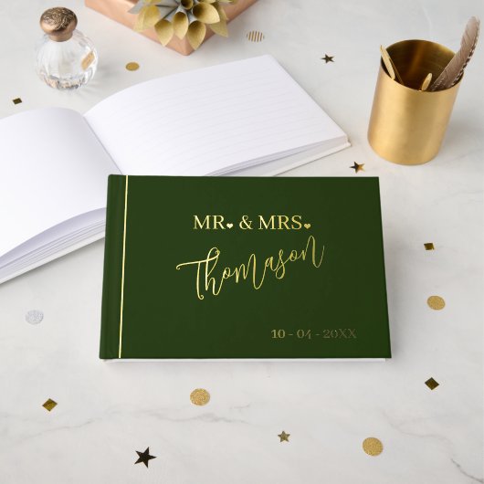 M. et Mme Jour de Mariage Date Or (Recto ouvert)