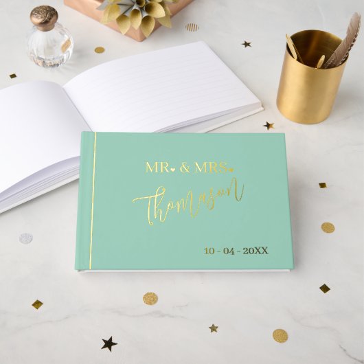 M. et Mme Jour de Mariage Date Or (Recto ouvert)