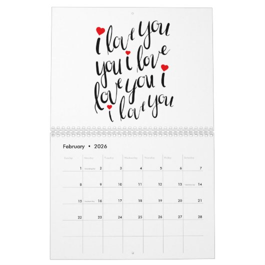 M. et Mme Love calendrier mural de 12 mois (Feb 2026)