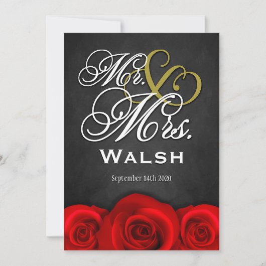 M. et Mme noirs invitations de mariage de rose (Devant)