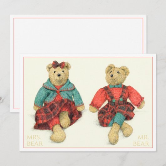 M. ET MME. OURS Carte plate 5x7 (Devant / Derrière)