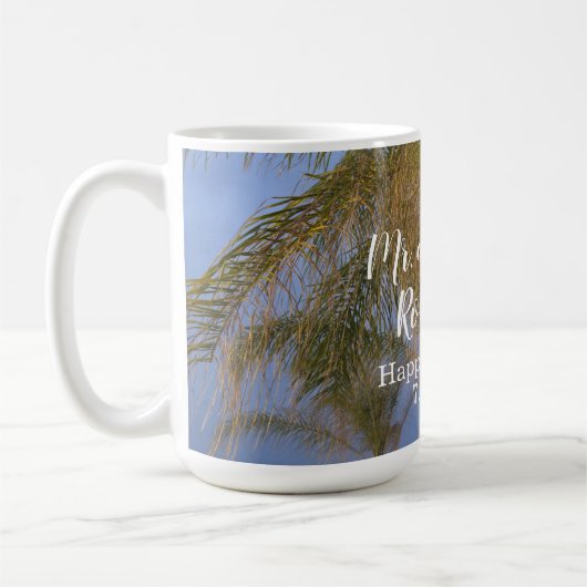 M. et Mme Palm Trees Mariage Mug (Gauche)