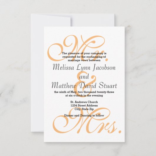 M. et Mme Peach - Faire-part de mariage (Devant)