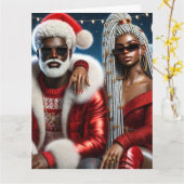 M. et Mme Père Noël Carte de voeux pliée (Fleur jaune)