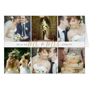 M. et Mme Photo Collage Mariage Merci Cartes