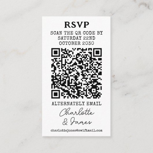 M. Et Mme Photo Elegant Script Code QR Carte RSVP (Devant)