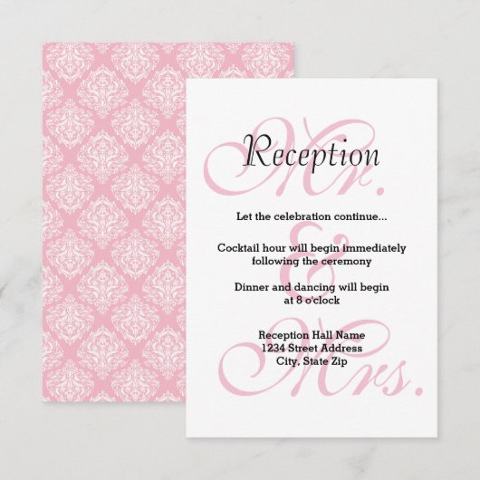 M. et Mme Pink - Invitation à la réception (Devant / Derrière)