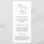 M. et Mme, programme de cérémonie Mariage moderne (Devant)