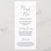 M. et Mme, programme de cérémonie Mariage moderne (Devant)