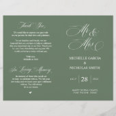 M. et Mme, Sage Green, Programme de mariage pliabl (Devant)