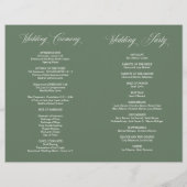 M. et Mme, Sage Green, Programme de mariage pliabl (Dos)