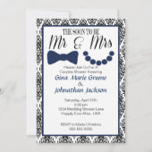 M. et Mme Shower Invitation (Navy1) de damassé (Devant)