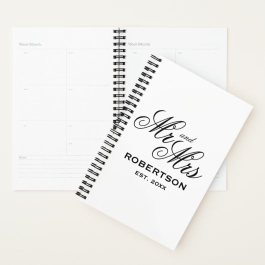M. et Mme spiral wedding planner pour le couple (Devant avec enveloppe)