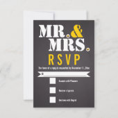 M. et Mme Typographie moderne noir, jaune RSVP (Devant)