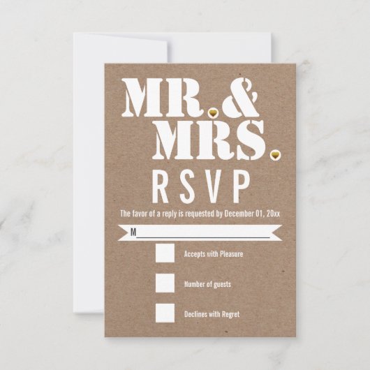 M. et Mme Typographie moderne papier kraft RSVP (Devant)