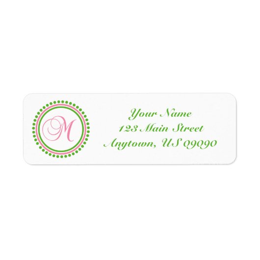 M Étiquette de adresse Mongramme circulaire (rose (Devant)